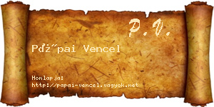 Pápai Vencel névjegykártya